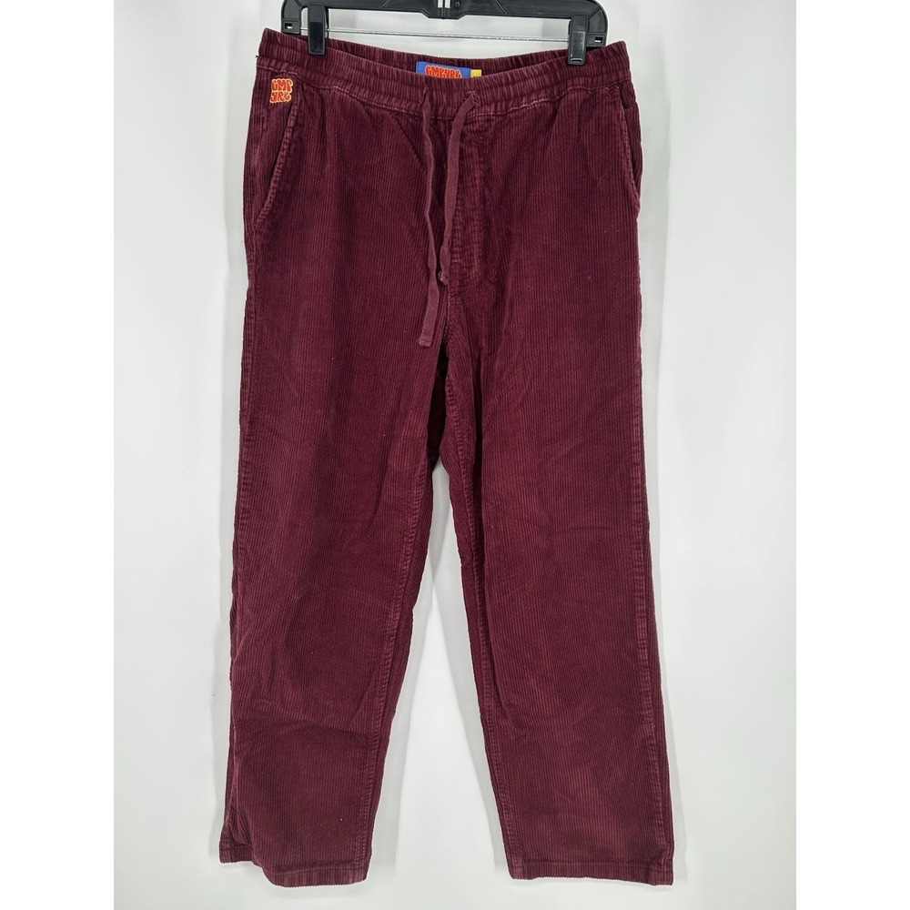 Empyre Baggy Corduroy Pants Relax Burgundy Maroon Red Drawstring Mens Medium